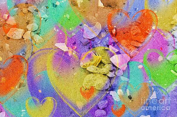 Seashell Stones And Hearts Print