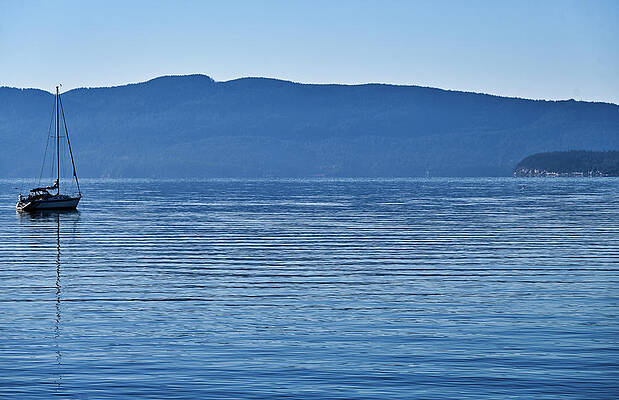 Serene Blue Day With Sailboat Print