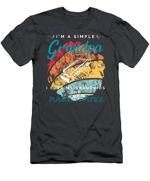 Simple Grandpas Harmonica Tune  Whimsical Tee For Grandkids  Music Fans T-Shirt