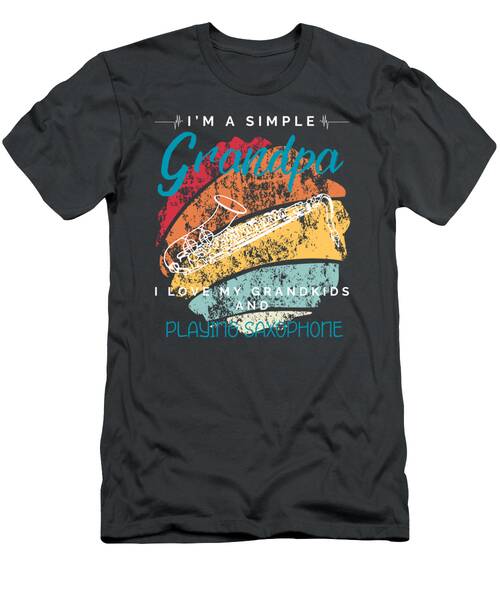 Simple Grandpas Saxophone Serenade  Whimsical Tee For Grandkids  Music Fans T-Shirt
