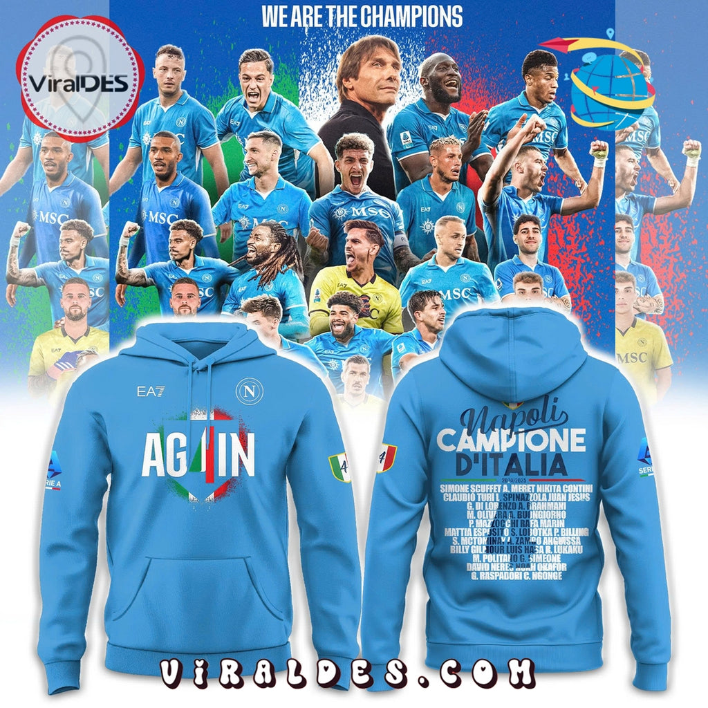SSC Napoli Campioni d’Italia 2024 2025 Blue Hoodie