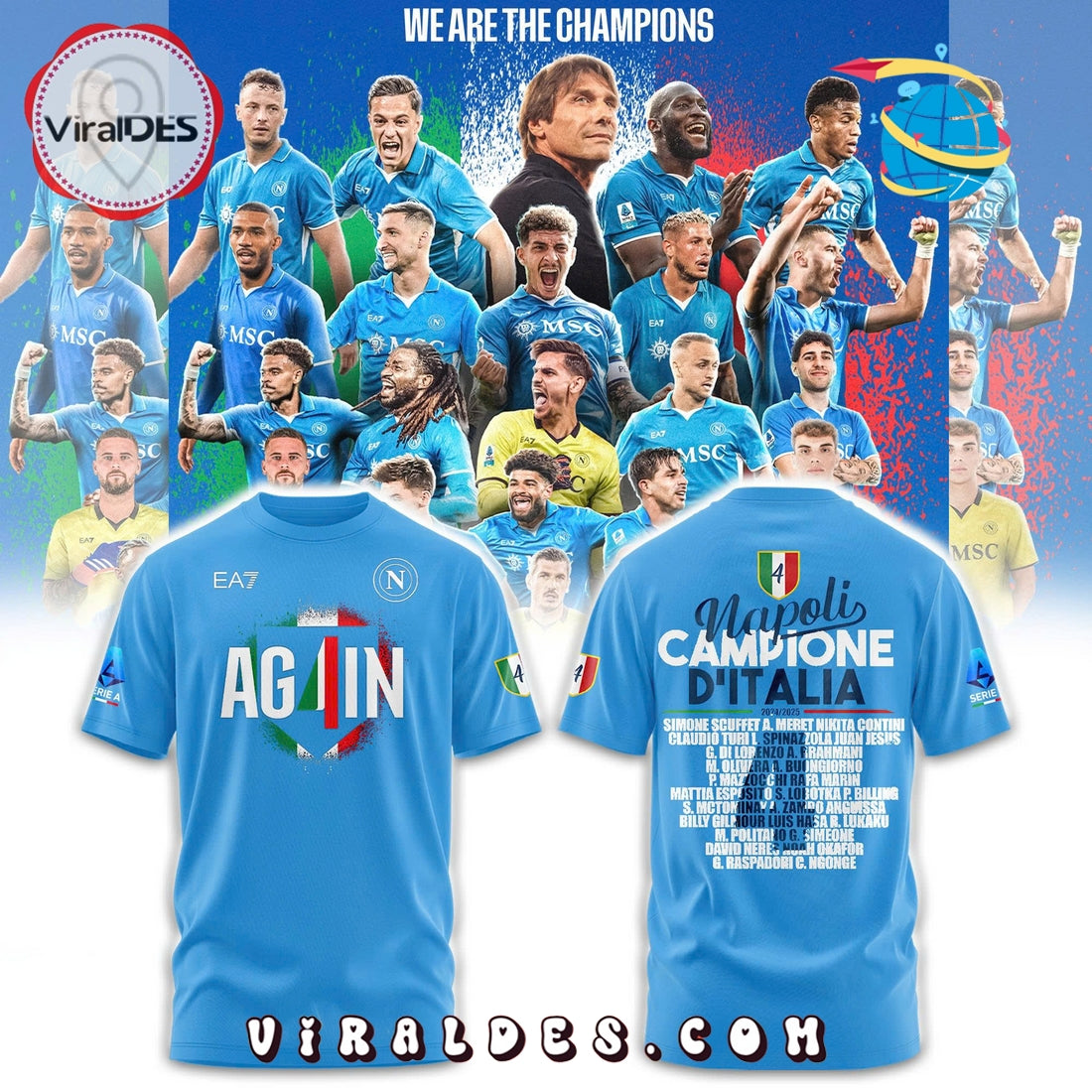 SSC Napoli Campioni d’Italia 2024 2025 Blue Hoodie