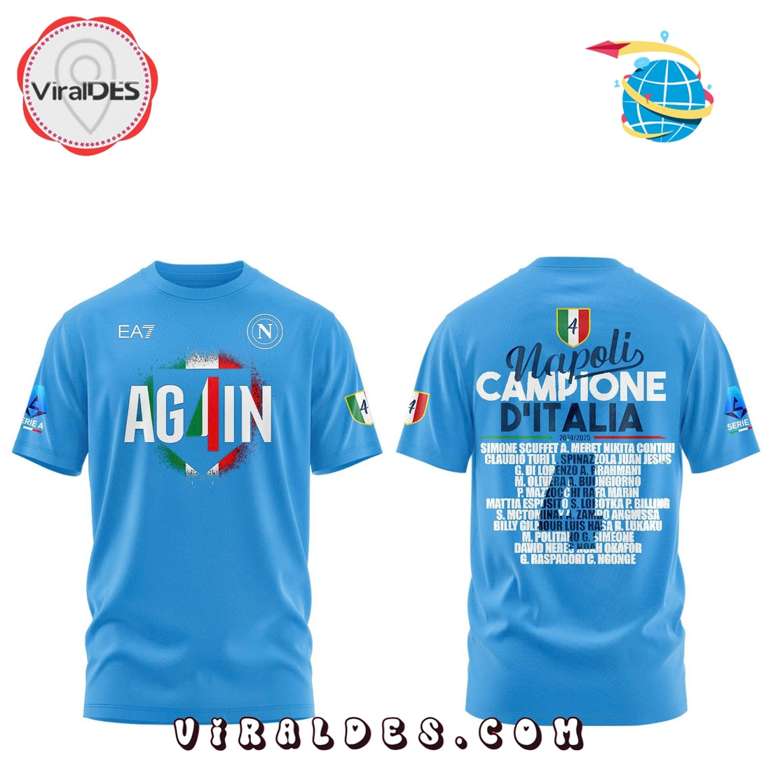 SSC Napoli Campioni d’Italia 2024 2025 Blue Hoodie