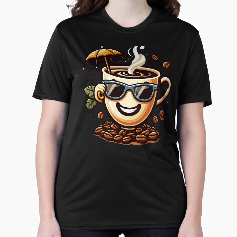 Cool Coffee Cup with Sunglasses Cartoon Design. by The-T-In-Retro