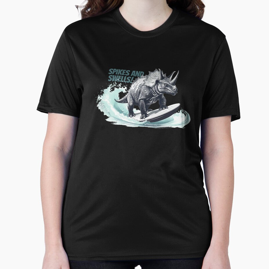 Dinosaur Surfing Funny T-shirt by SOVA-PR