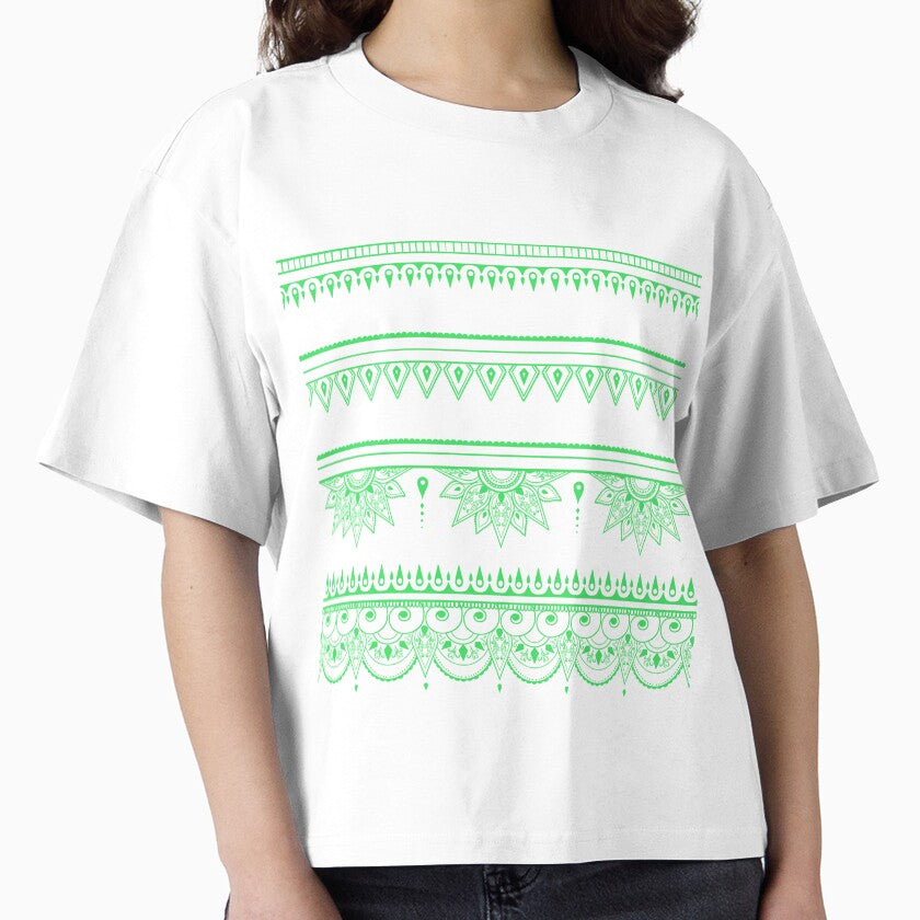 South asian patterns neon green on black by Chaoticzarts