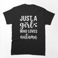 Just A Girl Who Loves Autumn Autumn Lover Fall Girl Cozy Season Pumpkin Weather Leaves Sweater Season by designstoriesMK