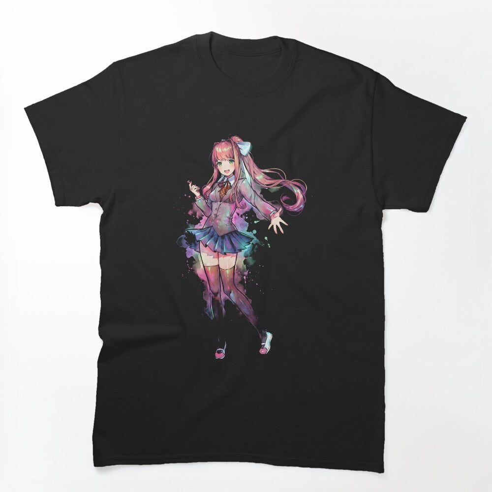Monika Doki Doki Literature Club Ink Video Game Streetwear Tee by Senpaiwaves