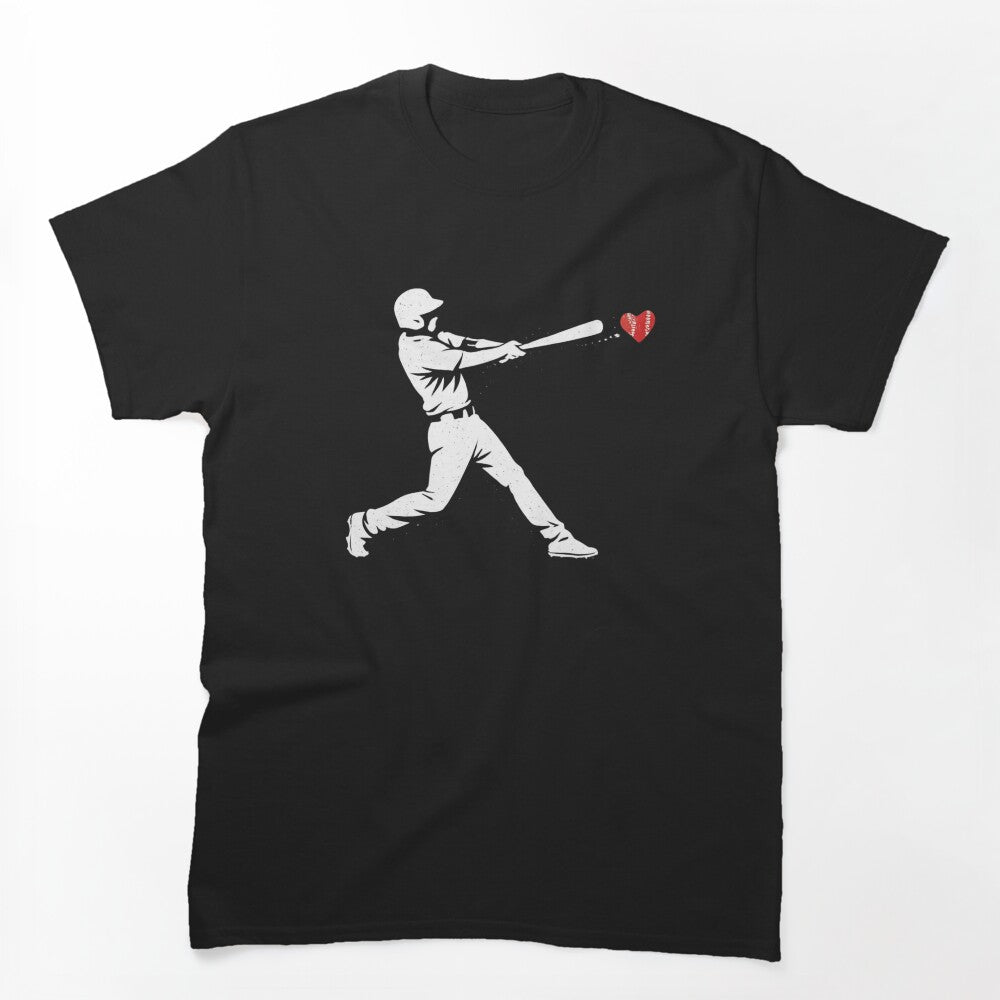 Baseball heart silhouette T-Shirt– Minimalist Heart Baseball Design by PixelPurr Studio