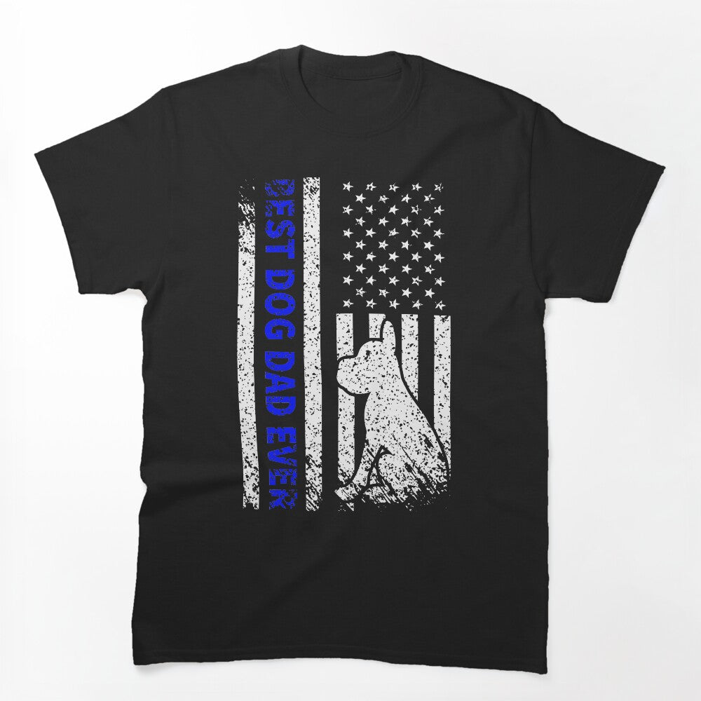 Best Dog Dad Ever American Flag T-Shirt by ArtDigital Wings