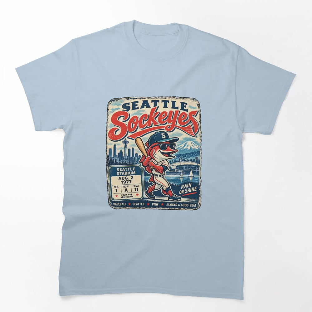 Seattle Sockeyes Vintage Baseball Shirt, Retro Seattle Baseball Tee, Pacific Northwest Sports Mascot Graphic by GhostDawgs