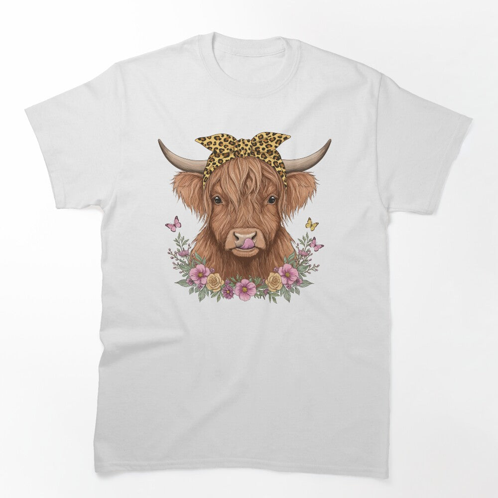 Vintage highland cow graphic t-shirt for women, Floral Highland Cow Sublimation, Western Funny Heifer, mama cow by rich4Design