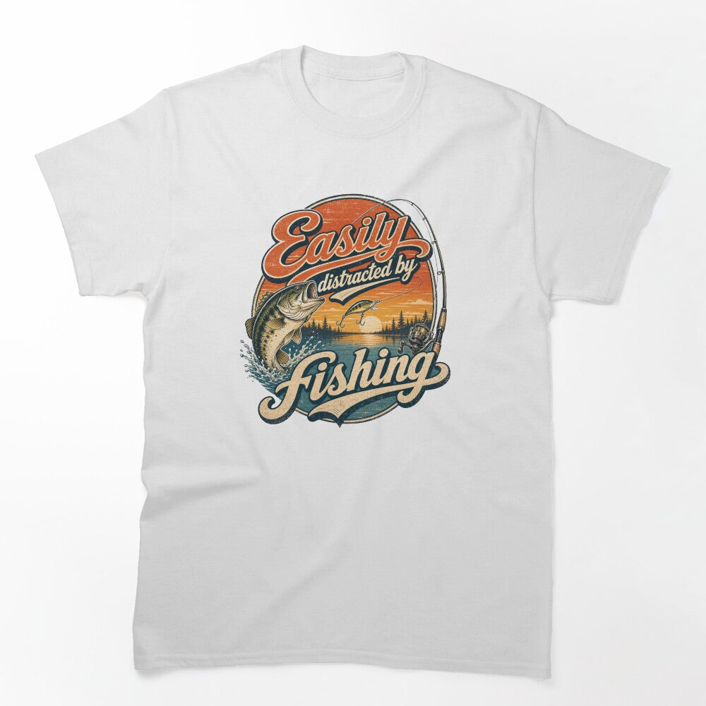 Easily Distracted By Fishing Funny Fisherman Tee by SebisTshirts