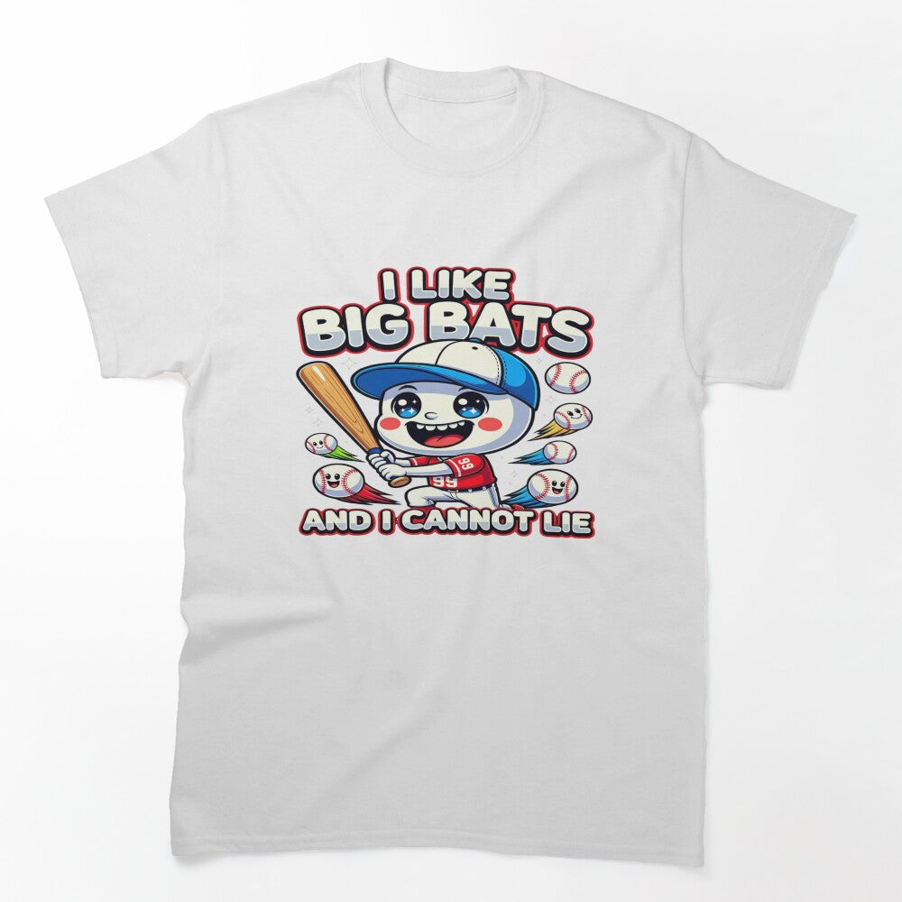 I Like Big Bats And I Cannot Lie Funny Baseball T-Shirt | Cute Cartoon Baseball Player Gift | Baseball Fan Graphic Tee by Sushikidsntoddlers
