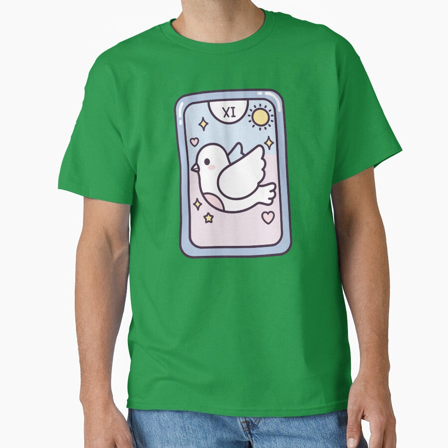 Kawaii Pigeon Tarot Card Pastel Bird Illustration by BRU Design