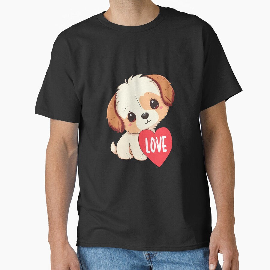 Cute Dog With Red Heart Love Valentines Day for Dog Lover by Vexel Studio