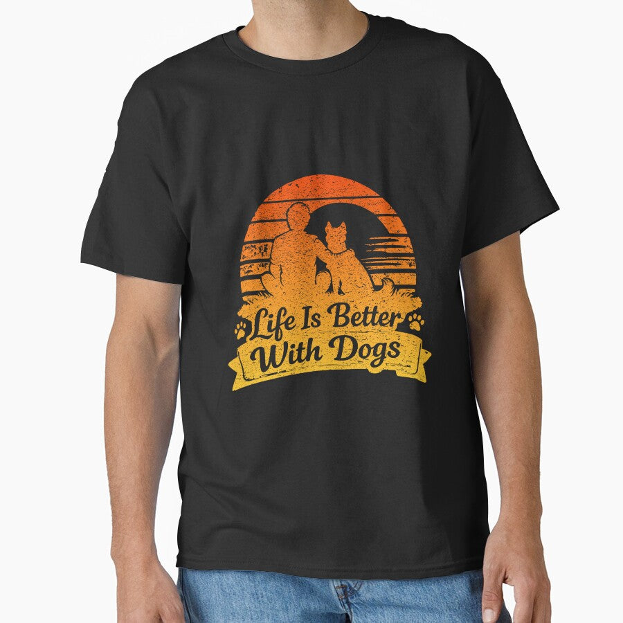 Life Is Better With Dogs – Vintage Dog Lover Sunset Vibes by Salamantito