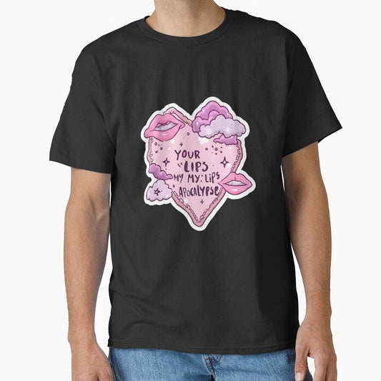 Your Lips My Lips Apocalypse T-Shirt | Pastel Goth Aesthetic Heart Sticker | Alt Pop Lyric Art , Indie Music by Pixie Bloom