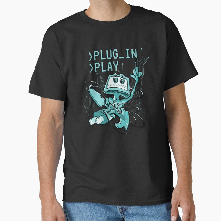 >Plug_In >Play Rockin' Music Geek Cartoon (BLUE) by CRHPOD20