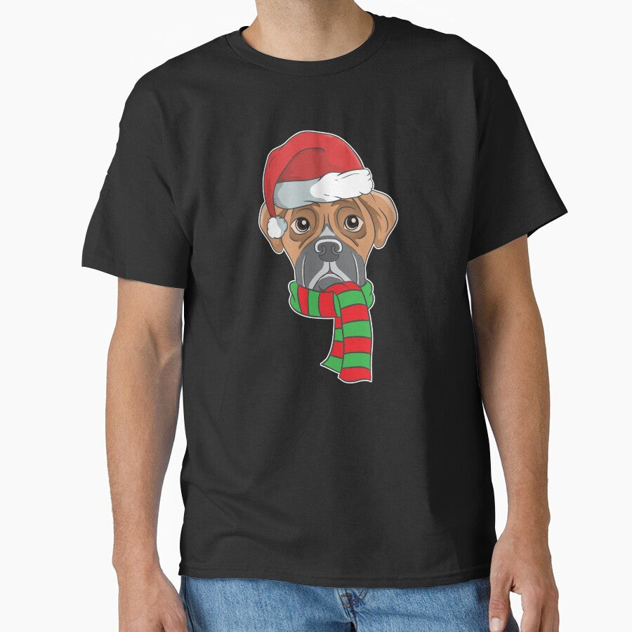 Funny Christmas Dog Xmas Santa Boxer Holiday Gift by haselshirt