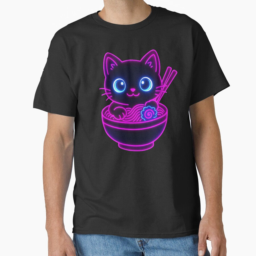 Neon Ramen Cat – Kawaii Cyberpunk Noodle Bowl Kitten (Vaporwave Glow) by Club Seal Prints
