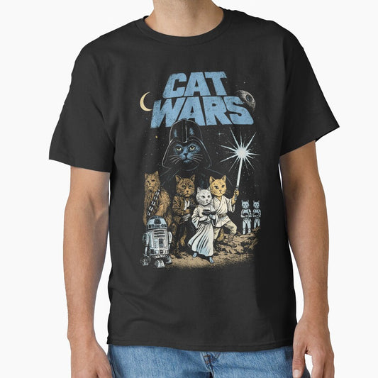 Cat Wars Vintage Graphic T-Shirt – Funny Space Cat Parody Tee for Cat Lovers by Dutenarafi