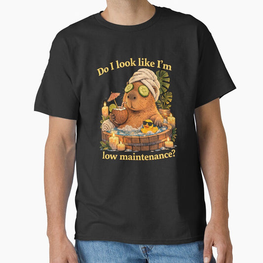 Do I Look Like I’m Low Maintenance? – Funny Capybara Spa Humor Meme by SoundStyleShop