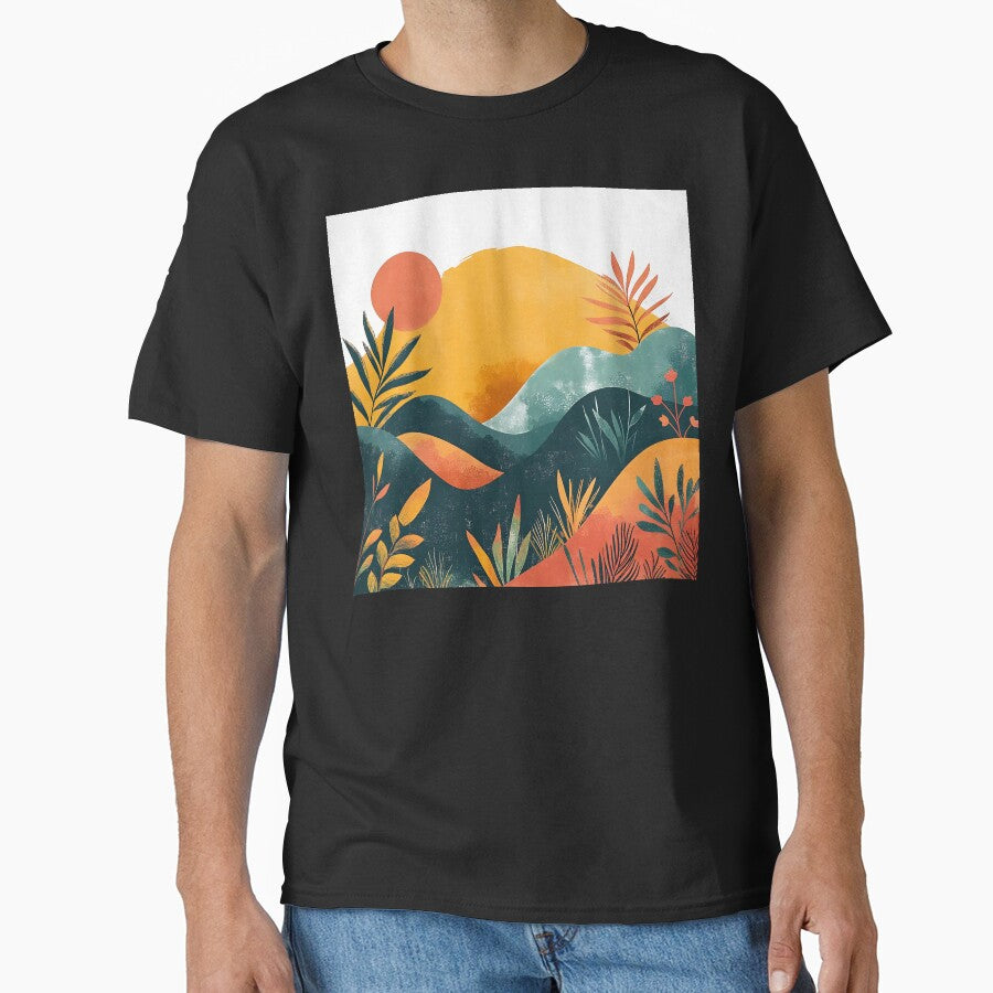 Boho Abstract Landscape: Mountain Sunrise Modern Contemporary Art by DEC02