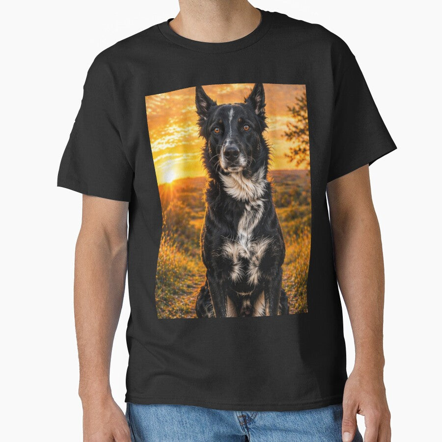 Black Dog Sunset T-Shirt – Aesthetic Nature Dog Lover Gift by SylviaWear-Shop