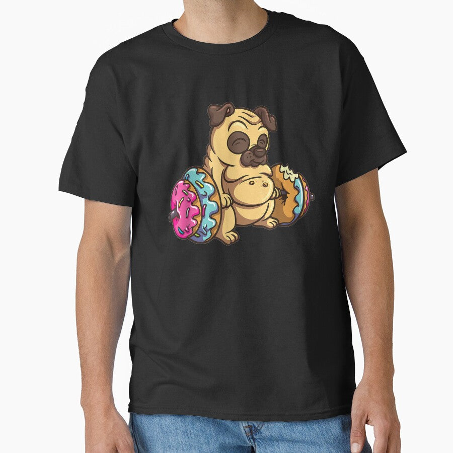 Pug Donut Deadlift Fitness Bodybuilder Dog Foodie by ninapfvu
