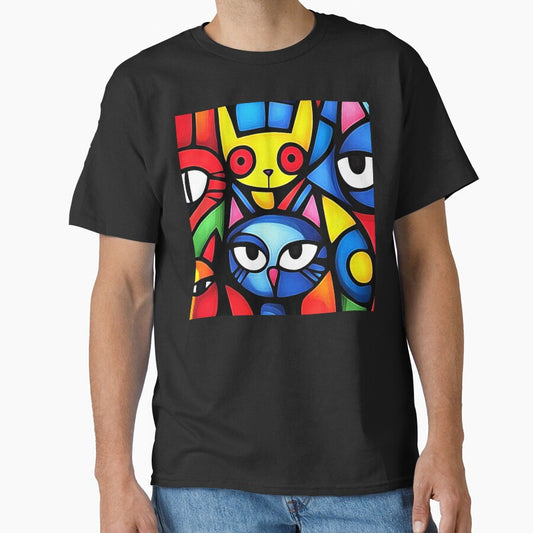 Pop Art-Inspired Colorful Vibrant Cats Abstract Designs by DEC02