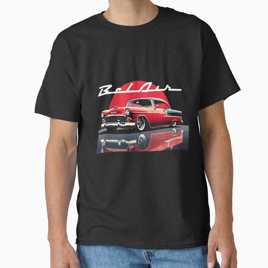 1955 Red Chevy Bel Air Classic American Car Art by TheArtOfCar