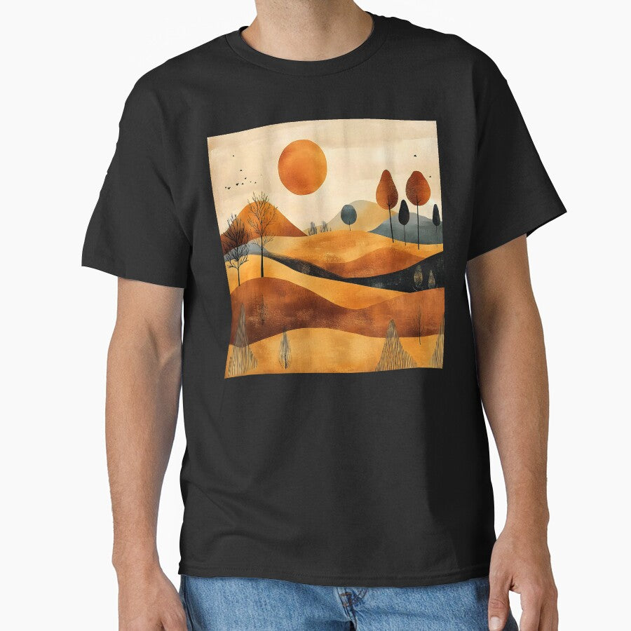 Boho Golden Hues Sunset Over Rolling Hills Design by DEC02
