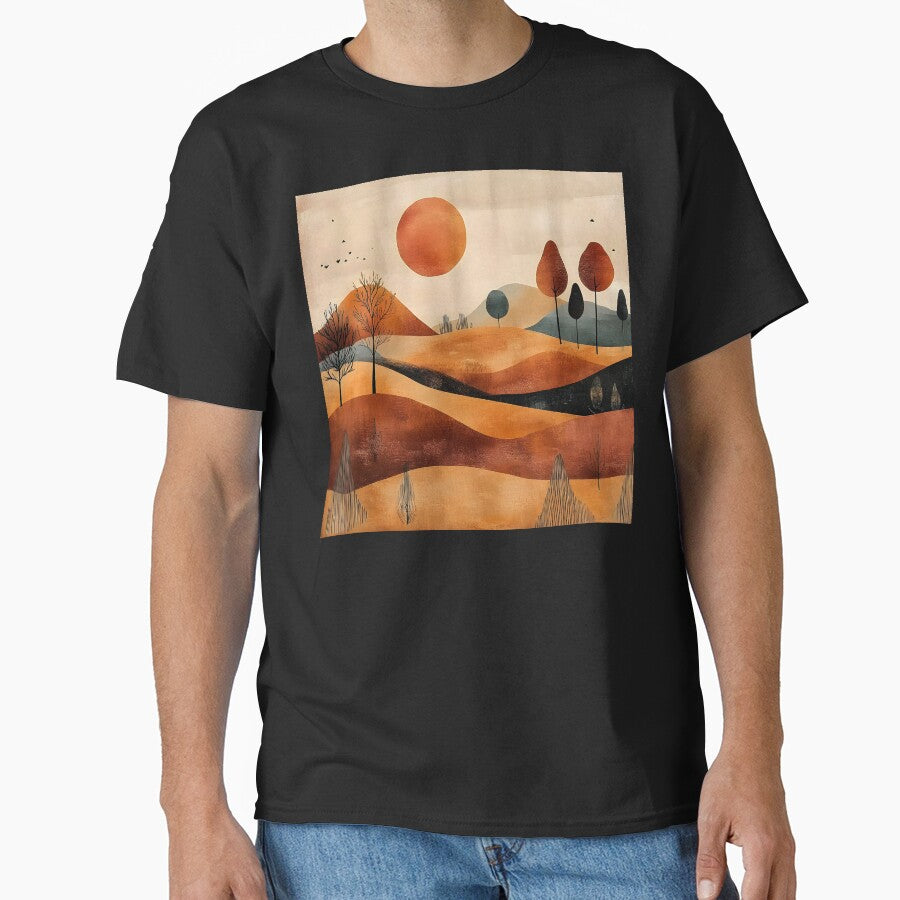 Boho Mountain Landscape Golden Ginger Hues Sunrise Abstract by DEC02