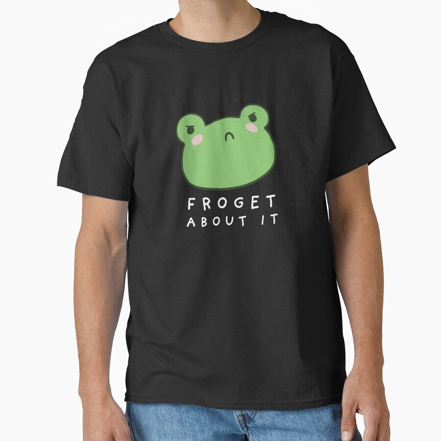 Froget About It: Cute Grumpy Frog with a Funny Frogge Pun, Kawaii Froggy Face Meme, Sarcastic Italian "Forget About It" Saying by MinistryOfFrogs