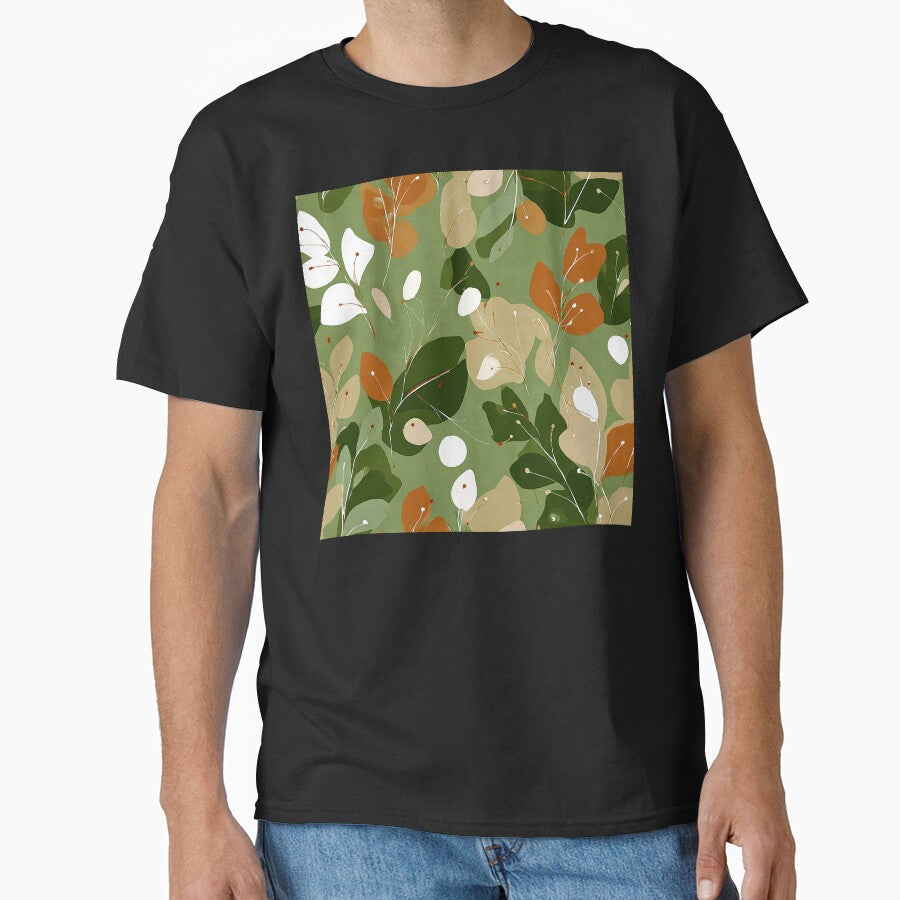 Boho Abstract Leaves In Green, Earthtones, And Orange by DEC02