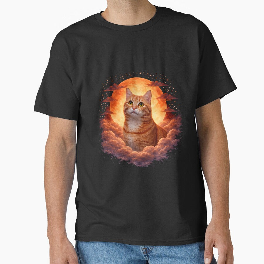 Orange Tabby Cat Moon Art – Ginger Cat Gift for Cat Mom and Dad by PixelsPaws
