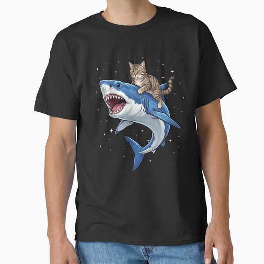 Funny Cat Riding Shark Animal Lover by TerryConnells