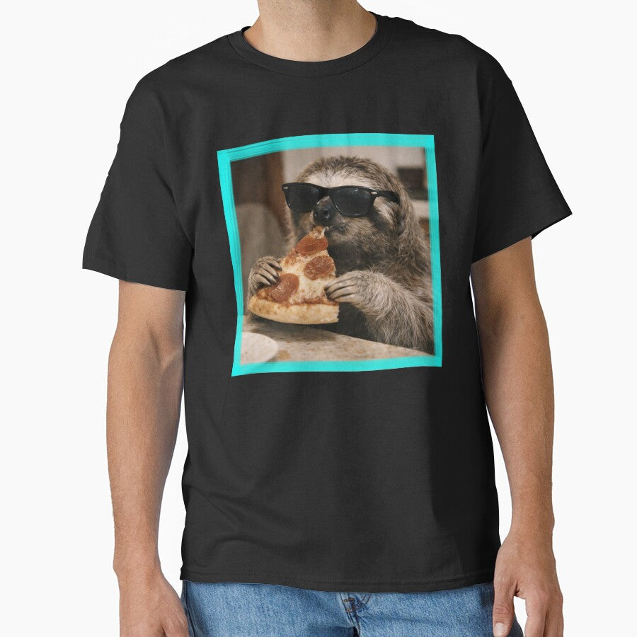 Sloth Eating Pizza Retro Style by AIEverything