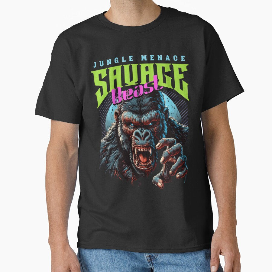 Savage Gorilla Streetwear Neon Beast Graphic Design by Creative Fashion Designs