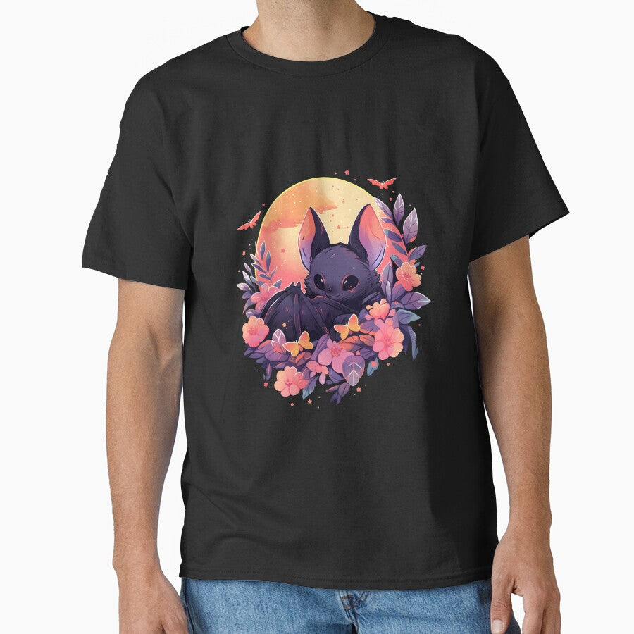 Adorable Bat Poking Head from Fall Flowers by InkedBeasts
