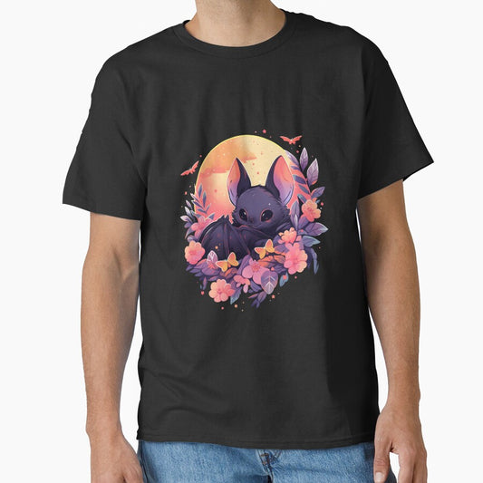 Adorable Bat Poking Head from Fall Flowers by InkedBeasts