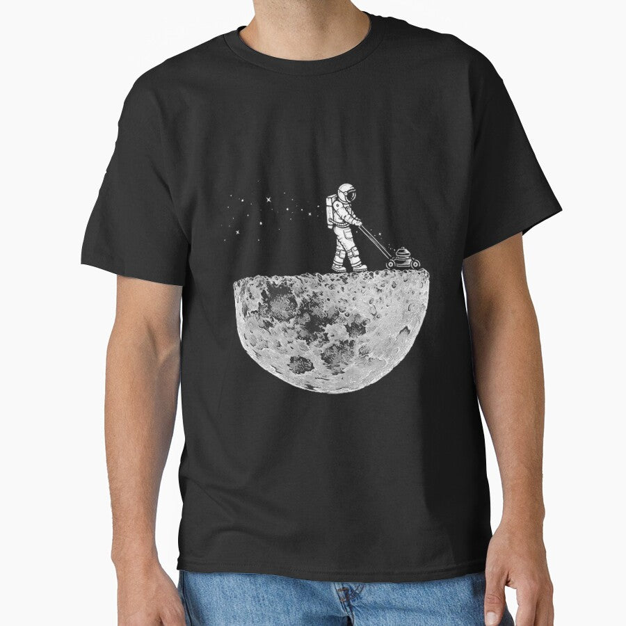 Astronaut Mowing the moon design by samtom84