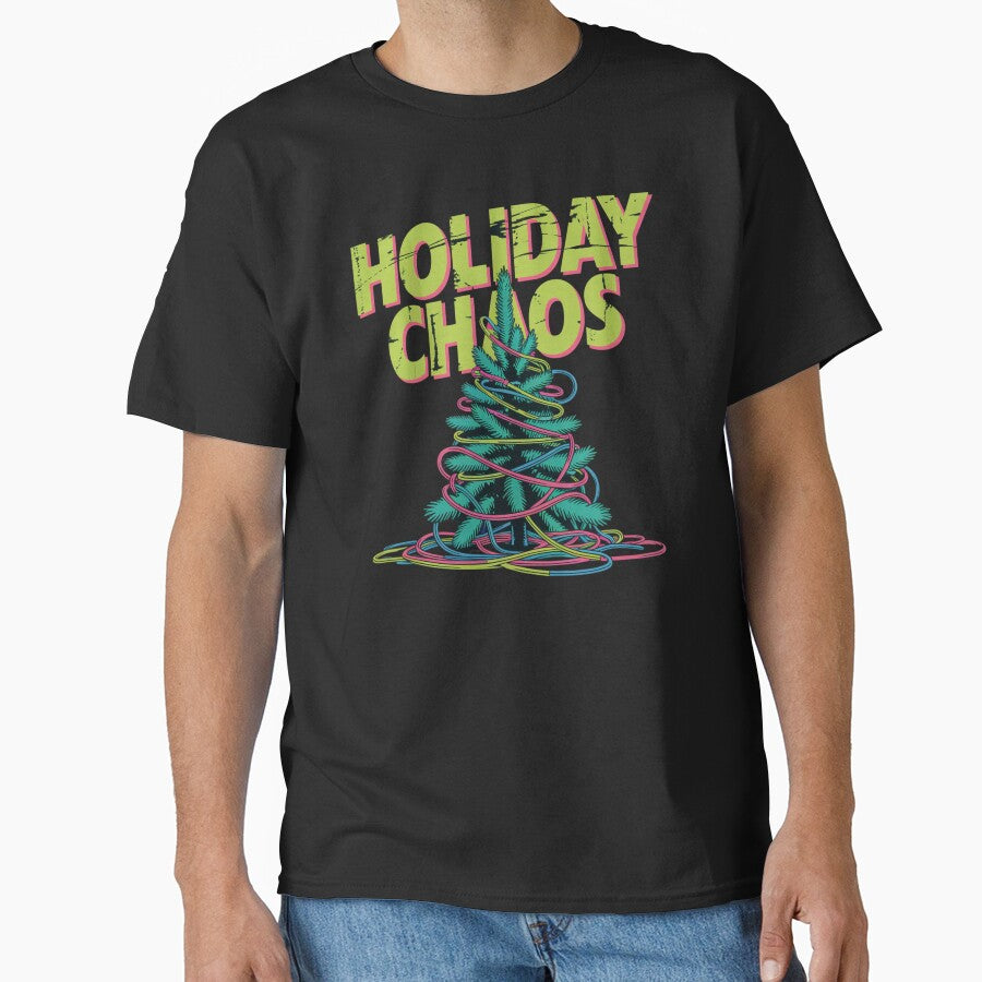Holiday Chaos Distressed Christmas Tree Neon Grunge Humor by chattsuede