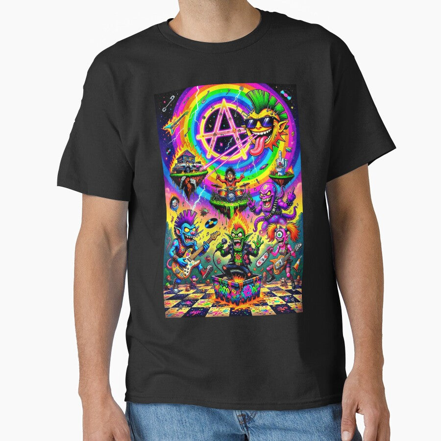 Psychedelic Punk Rock Chaos - Mohawk Monsters Anarchy Symbol Guitar Shredders by David Brookes Digital