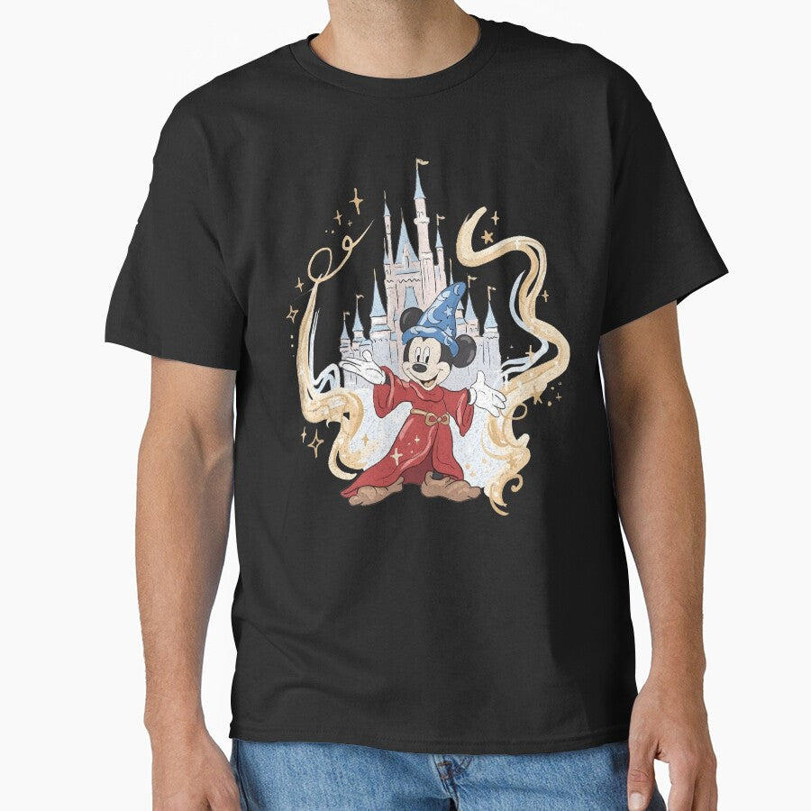 Magic Mouse Wizard Fantasy Castle Illustration Dreamy Theme Park Aesthetic Classic T-Shirt by HanykayalStore