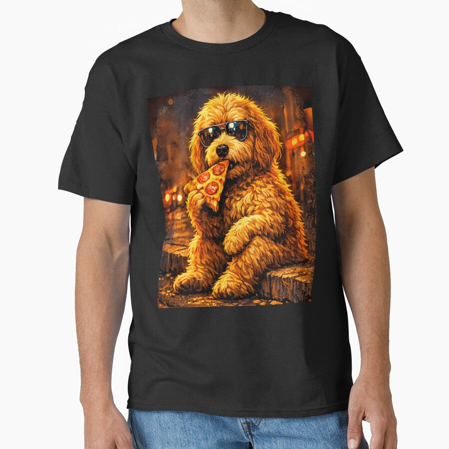 Funny  Goldendoodle Eating Pizza dog lovers by erozzz