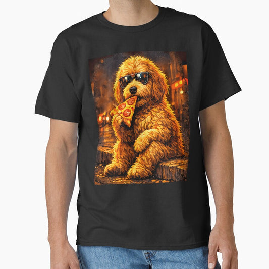 Funny  Goldendoodle Eating Pizza dog lovers by erozzz