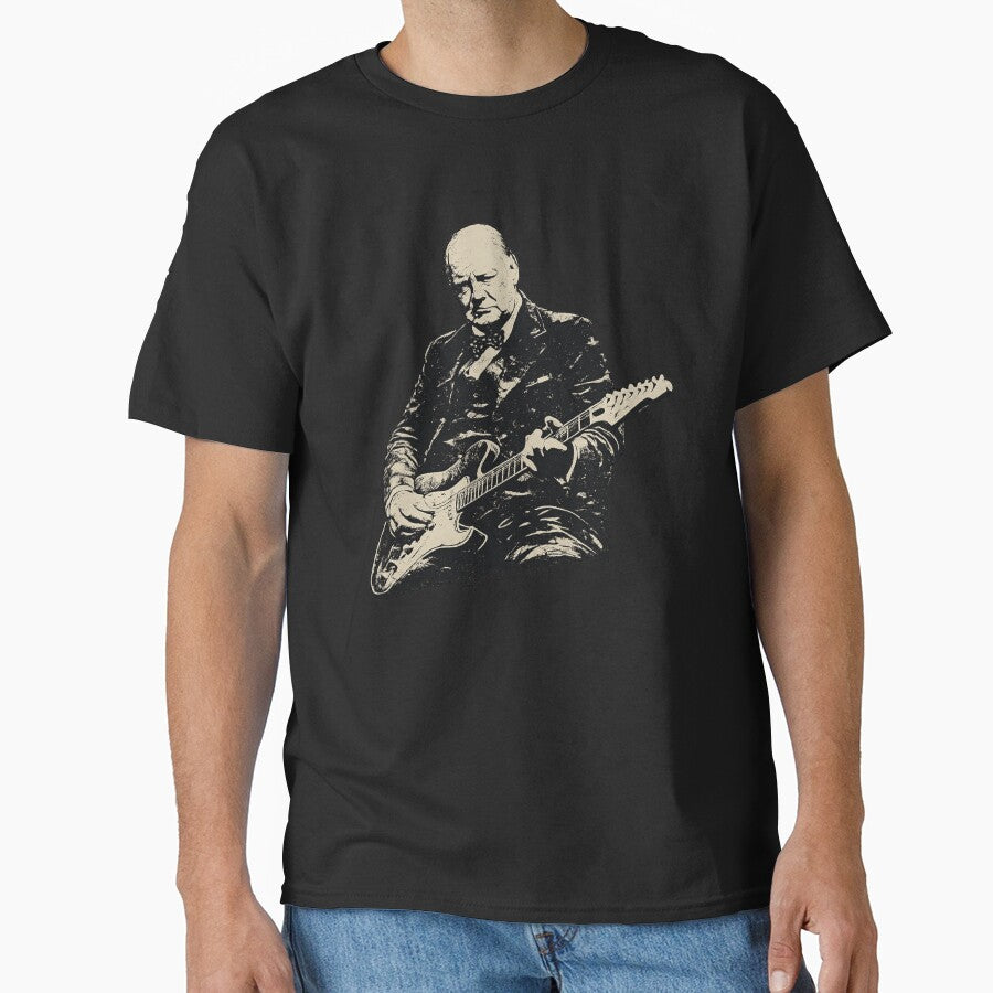 Winston Churchill Playing Electric Guitar Rocker Humor by first-shirt ⭐ ⭐ ⭐ ⭐ ⭐