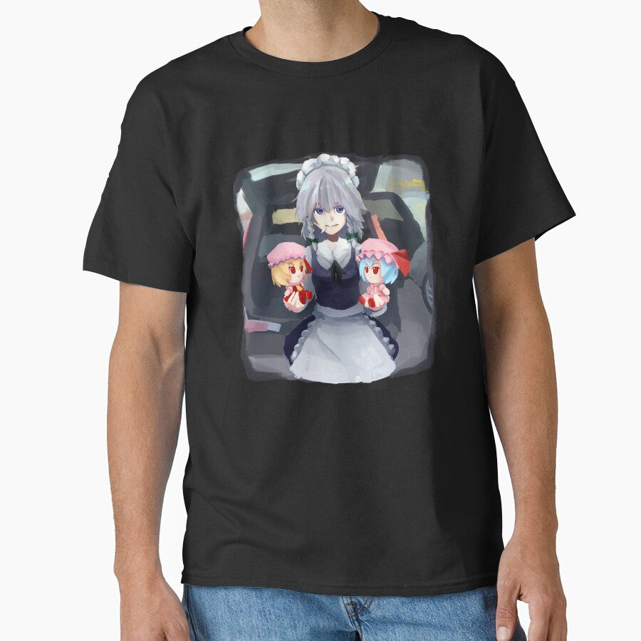 Touhou Project - Sakuya holding Remilia and Flandre fumo - Willem Dafoe meme by 4rdisha